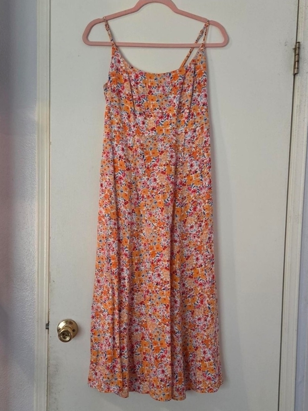 Old Navy Orange and Pink Floral Midi Dress